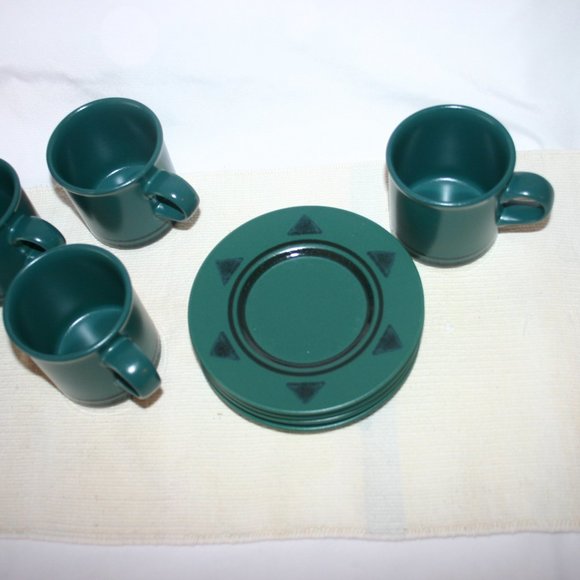 Pfaltzgraff Solstice Dark Green 4 Piece Coffee and Saucer (8 pieces) Set… - Picture 4 of 5